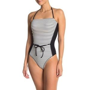 Robin Piccone Tie Front Bandeau One Piece Swimsuit
